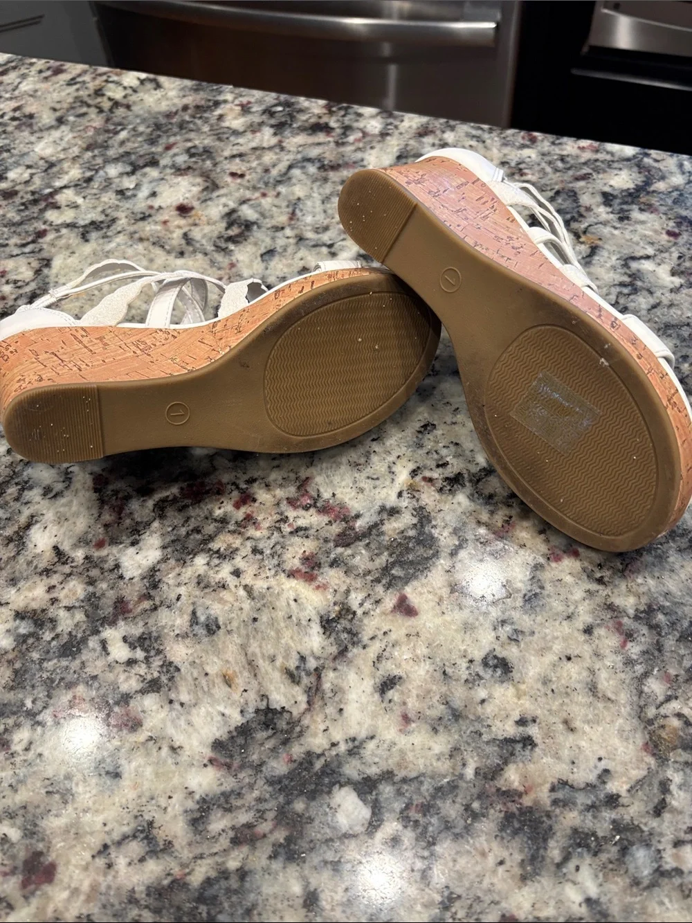 Dream Pairs White Scallop Strappy Cork Wedge Sandals